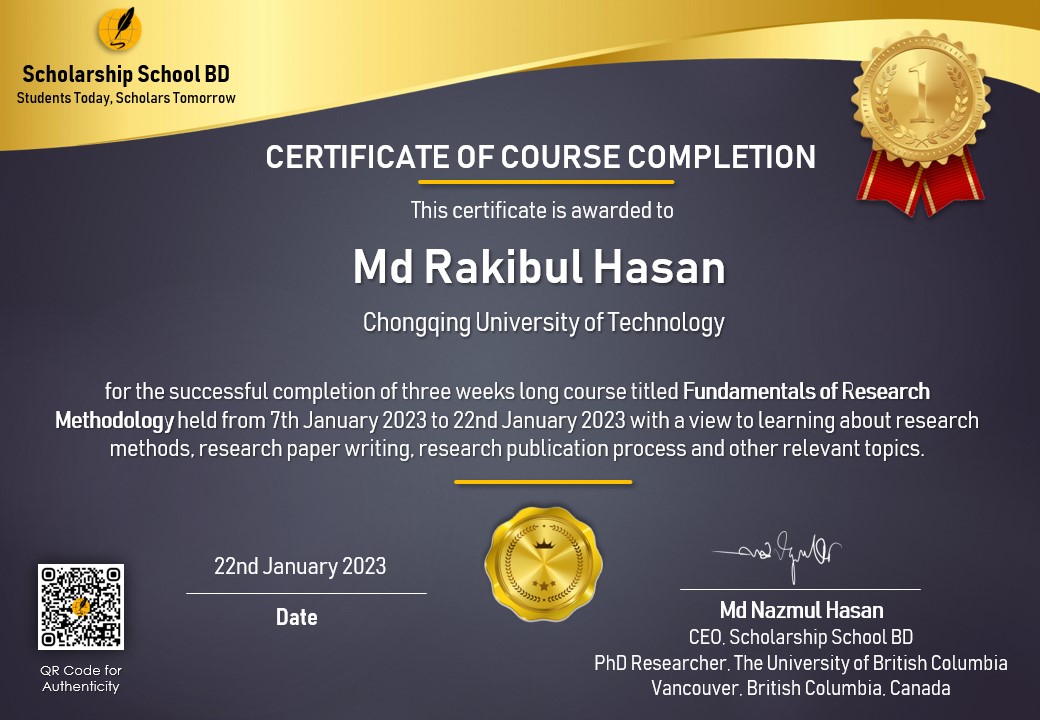 Scholarship School BD Research Methodology Certificate